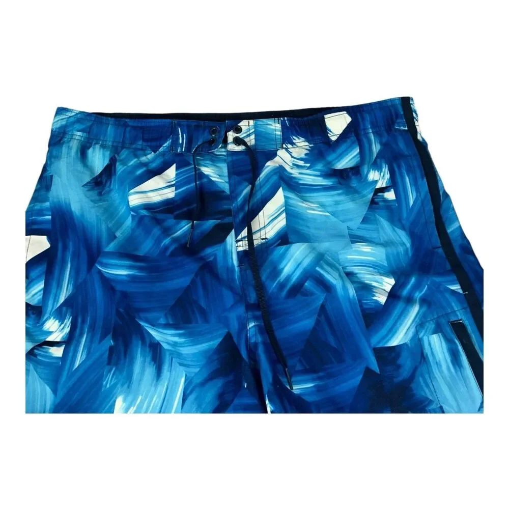 Nike Swim Shorts Men's Size Medium Blue Woven Flow All Over Print Lined Shorts